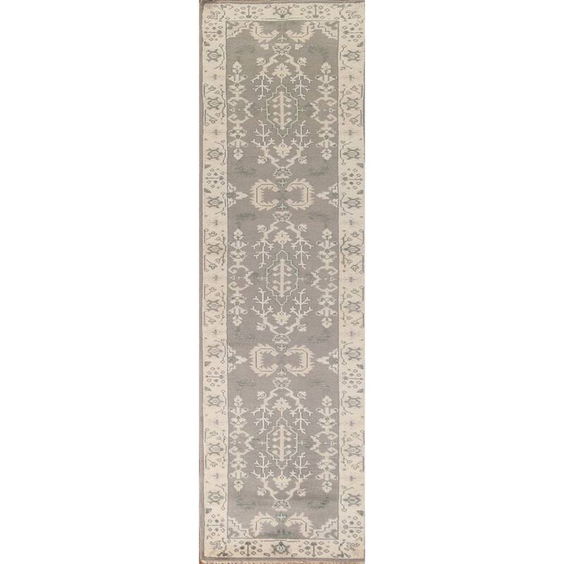 Oushak Oriental Runner Rug Hand-Knotted Wool Carpet - 2'7"x 11'8"