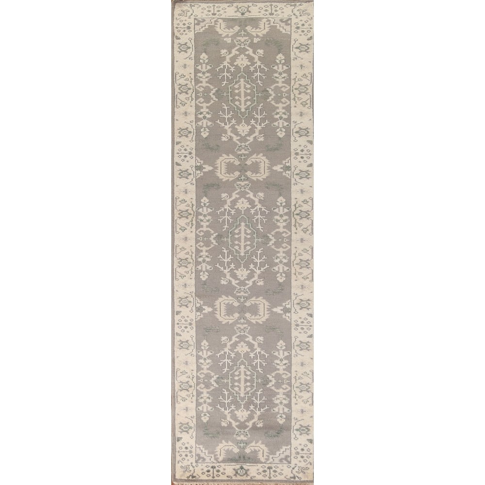 Oushak Oriental Runner Rug Hand-Knotted Wool Carpet - 2'7"x 11'8"
