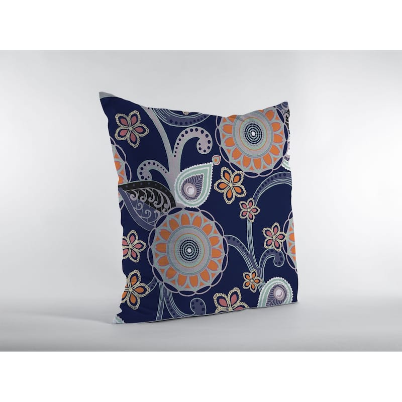 Amrita Sen Flower Circles Faux Suede Throw Pillow Zip