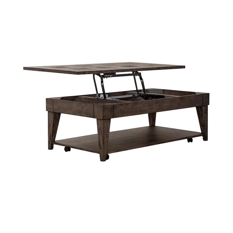 Arrowcreek Lift Top Cocktail Table, End Tables Set - Reclaimed Wood & Stone
