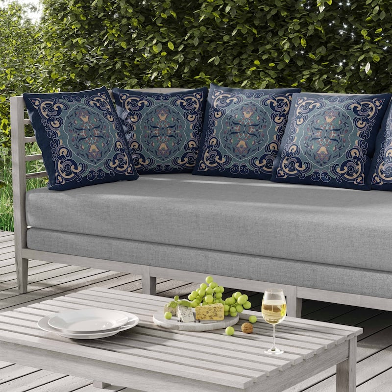 Soft Square Escape Indoor/Outdoor Reversible Throw Pillow Blue and Green