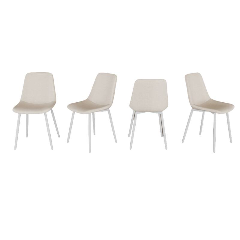 Modern Linen Padded Dining Chairs with Metal Legs (Set of 4)