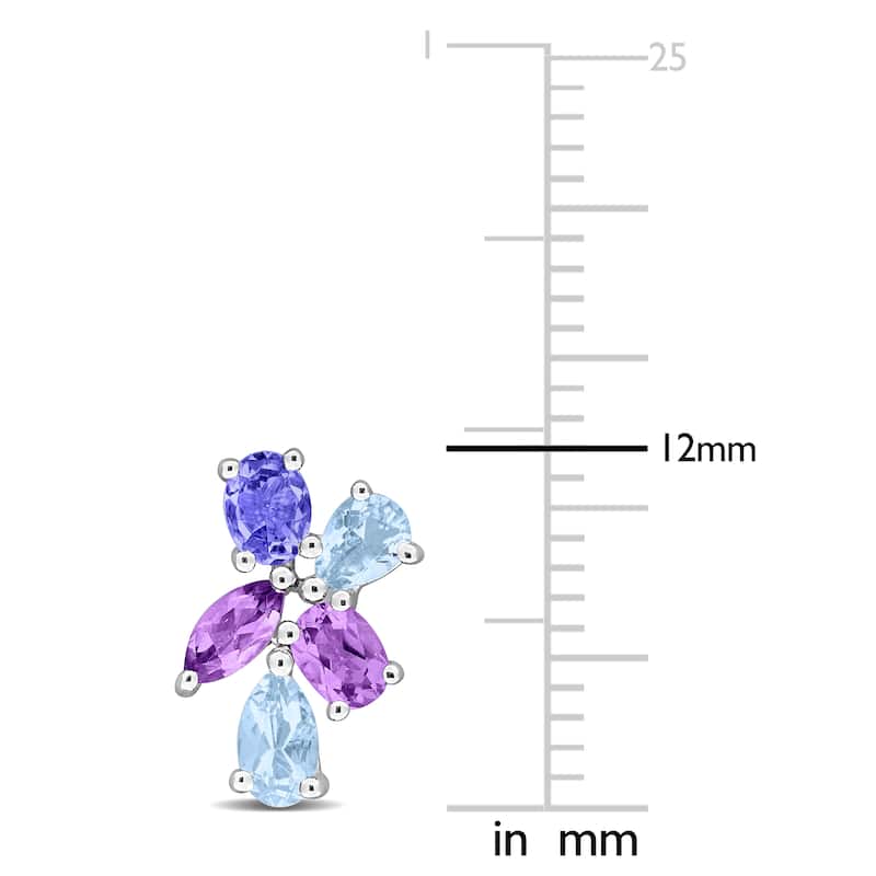 Miadora Multi-Gem Cluster Drop Earrings Sterling Silver