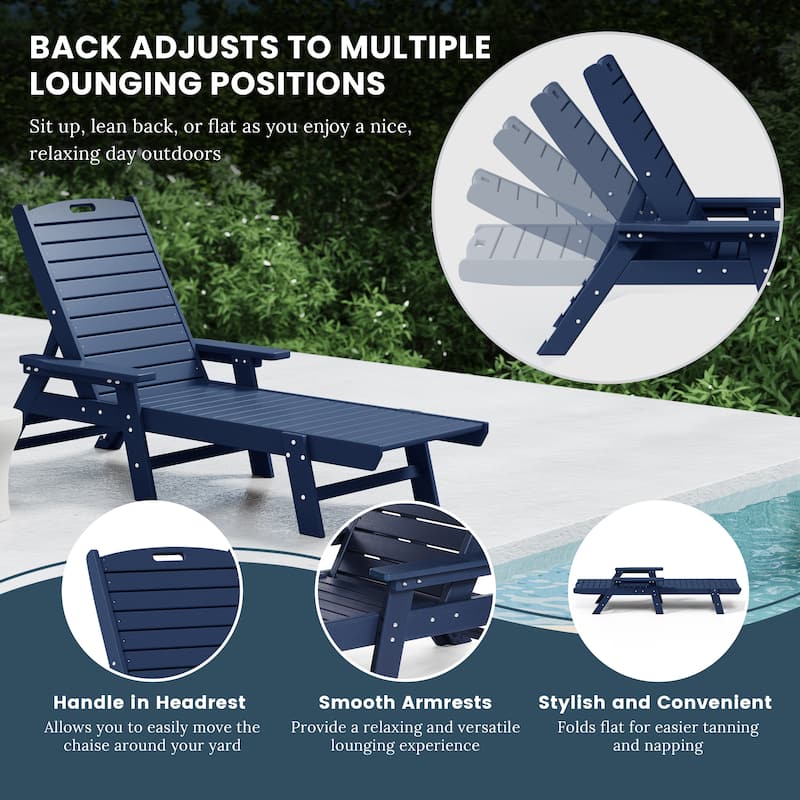 Laguna Hdpe All Weather Outdoor Patio Pool Reclining Chaise Lounge (Set Of 2)