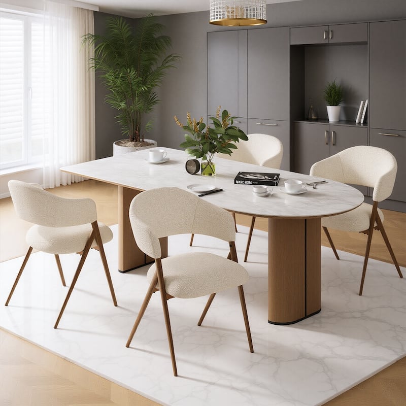 Modern Reclining Dining Chairs， 135° Back & 18.9" Wide Seat with Thick Cushion - Set of 4 - Beige