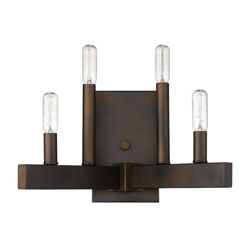 Bronze Metal Wall Sconce Flush Mount, 4 Light Dimmable - 7.38” x 13.25” x 8” (D x W x H)