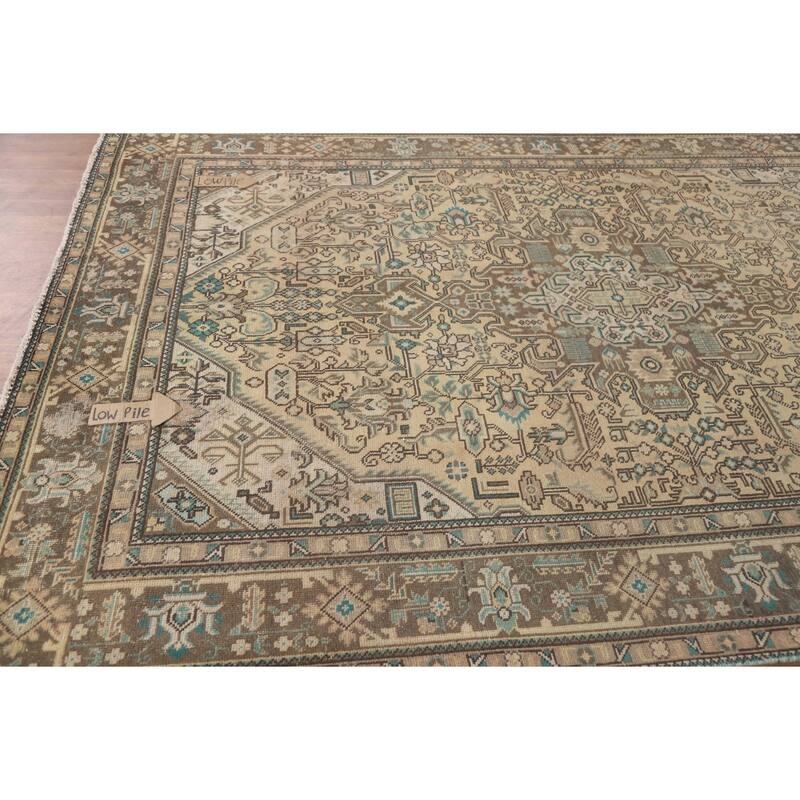 Hand Knotted Oriental 100% Wool Carpet Traditional Medallion Peach Tabriz Area Rug - 9' 10'' X 6' 4''