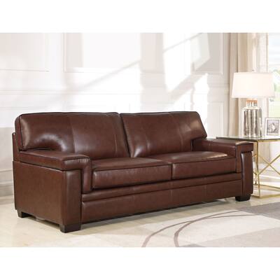 Abbyson Reagan Brown Top Grain Leather Sofa