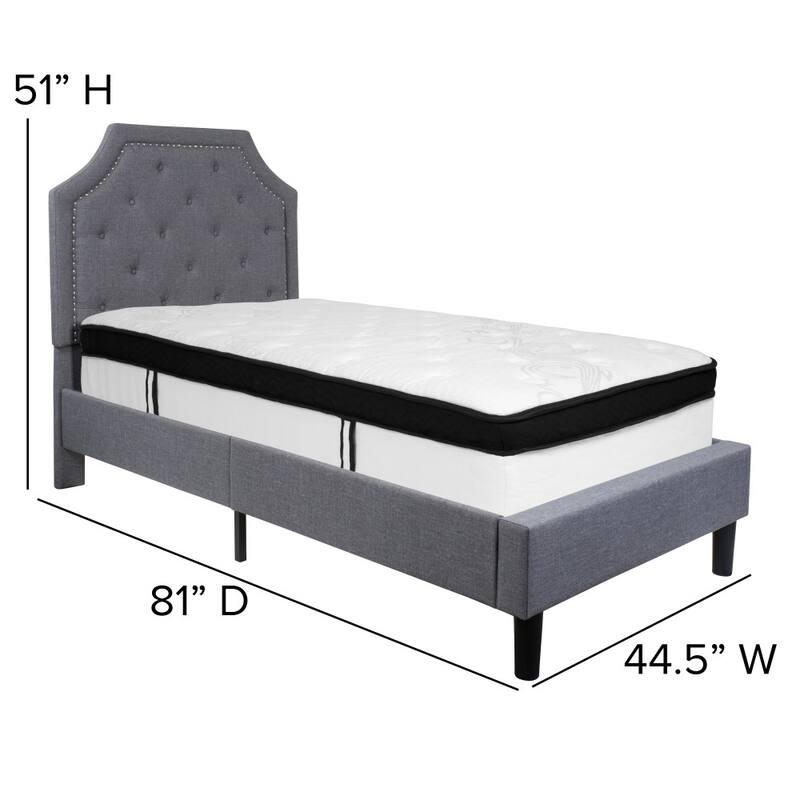 Arched Tufted Platform Bed and Memory Foam Pocket Spring Mattress