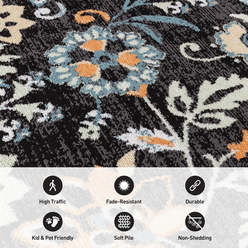 Beige Multi Vine Floral Stylish and Durable Area Rug