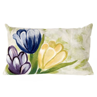 Liora Manne Visions III Tulips Indoor/Outdoor Pillow Cool 12"X20"