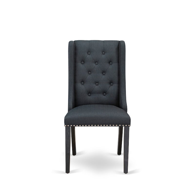 East West Furniture Parson Kitchen Chairs - Button Tufted Nailhead Upholstered Dining Chairs, Set of 2, (Finish & Upholstered)