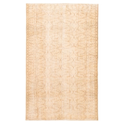 ECARPETGALLERY Hand-knotted Antalya Vintage Ivory Wool Rug - 6'0 x 9'6