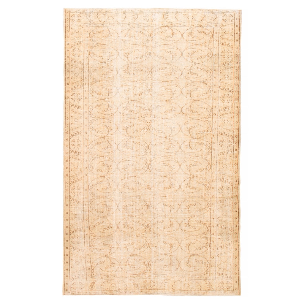 ECARPETGALLERY Hand-knotted Antalya Vintage Ivory Wool Rug - 6'0 x 9'6