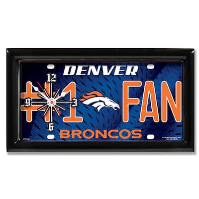 NFL Wall/Desk Analog Clock, #1 Fan with Team Logo - Denver Broncos