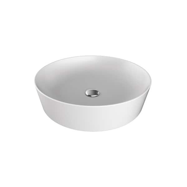 slide 1 of 1, WS Bath Collections Ultra 17-11/16" Round Ceramic Vessel Bathroom Sink Gloss White