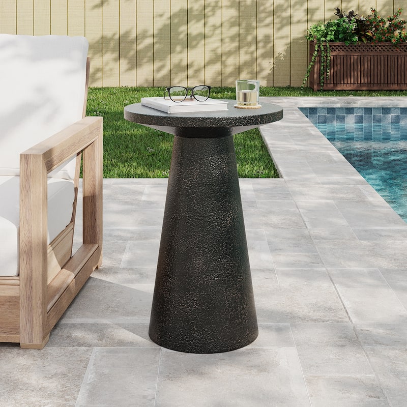 Christopher Knight Home - Terra Modern Outdoor MGO Side Table in Black - 16.22"W x 16.22"D x 23"H