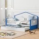 preview thumbnail 19 of 34, Charming House-shaped Design Wooden Daybed with Fence, Trundle and Smart Sensor Lights, Twin size Blue