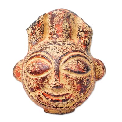 Handmade Novica Brown Fiery Warrior Ceramic Vase (Ghana)