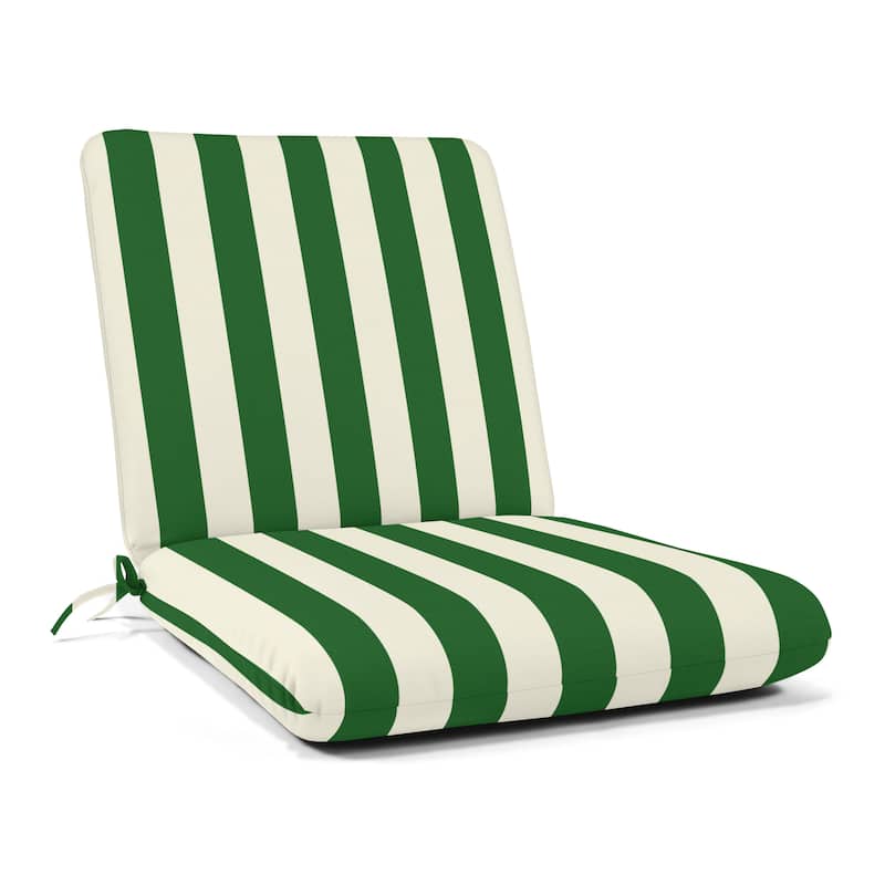 Sunbrella® Stripe Fabric 1-Piece Indoor/Outdoor Club Chair Cushion, 22"W x 44"L - Maxim Forest Green