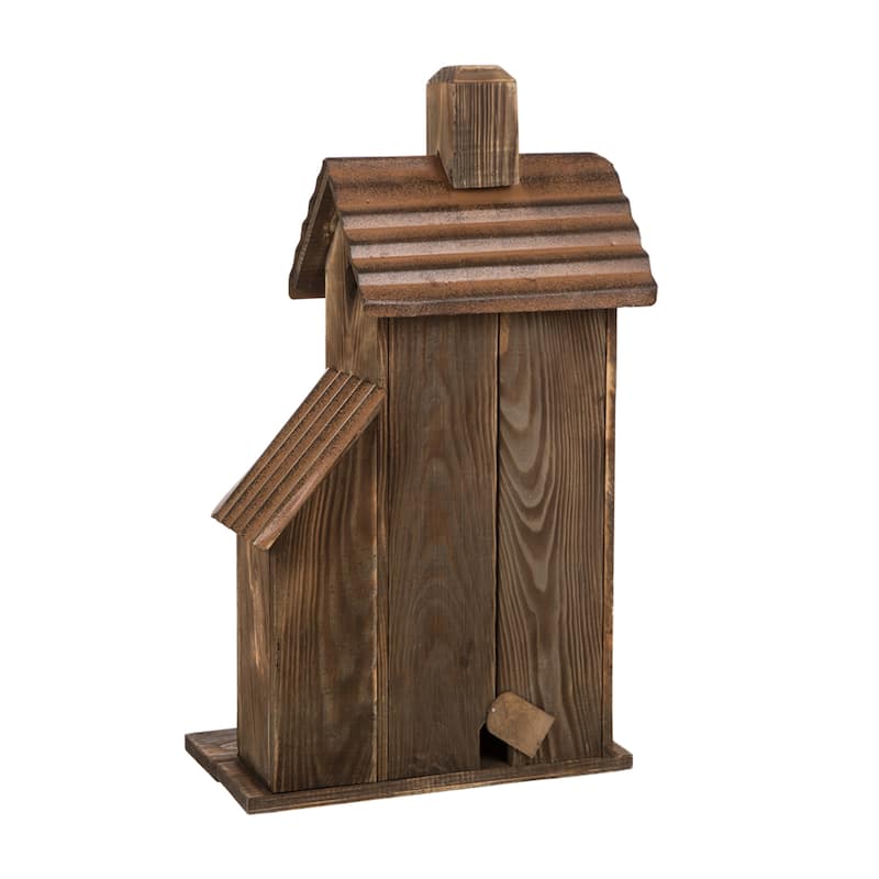 Glitzhome 12"H Rustic Distressed Wood Natural Birdhouse