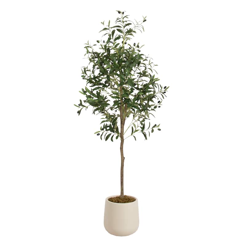 Kate and Laurel Oliveira Faux Olive Tree - 5ft - Ivory