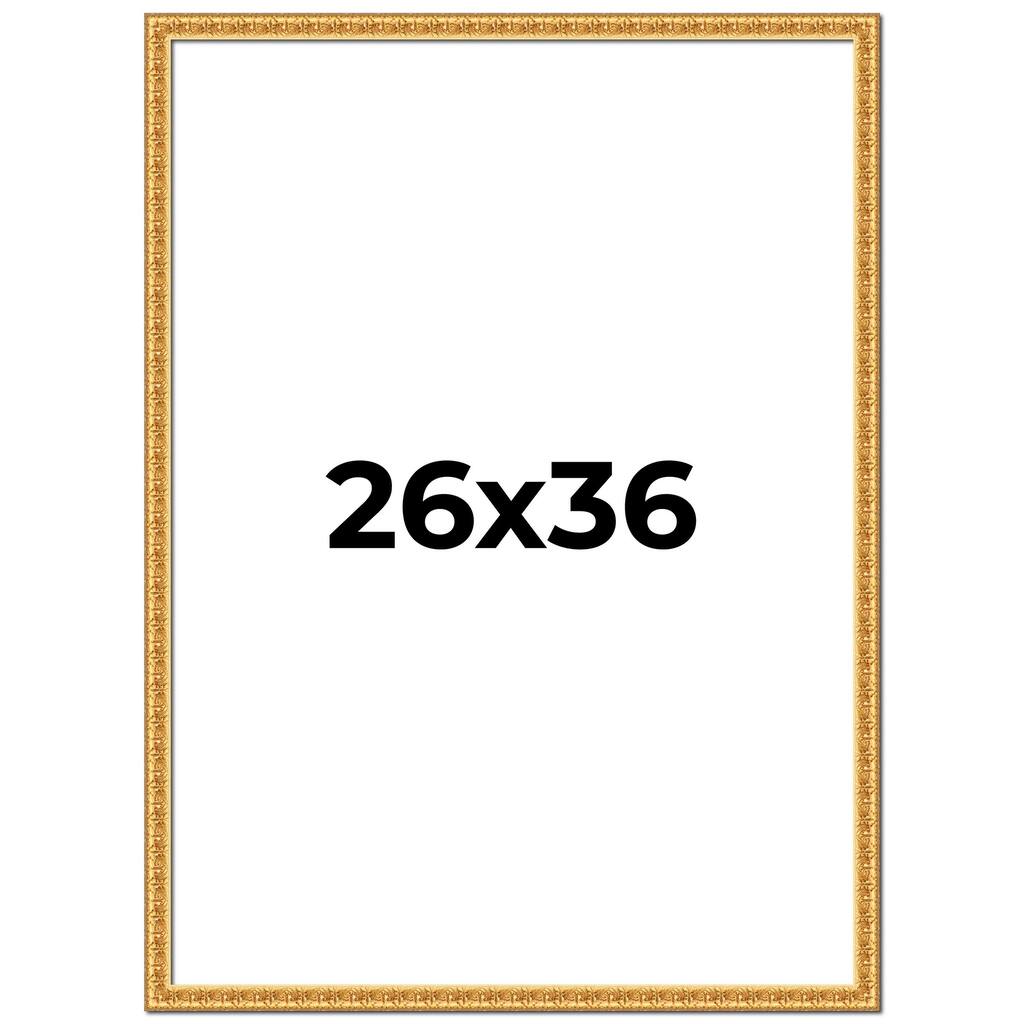 26x36 Frame Gold Real Wood Picture Frame Width 1 inches | Interior