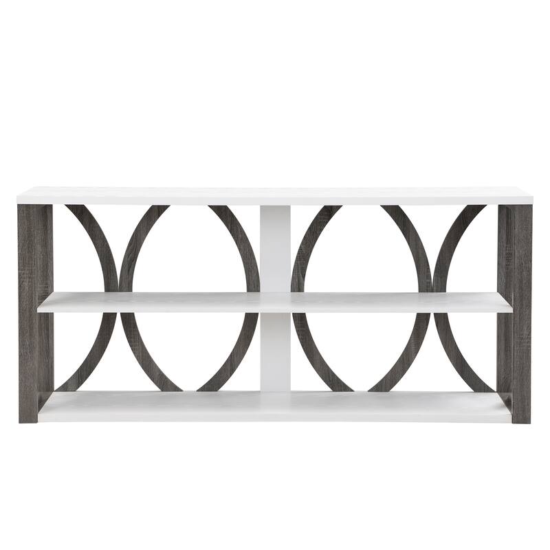 70" 3-Tier Console Table with Round Frame