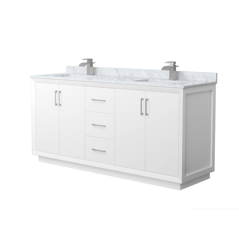 Wyndham Collection WCF414172D-NAT-UNSMXX Strada 72" Free Standing - White / Brushed Nickel Hardware