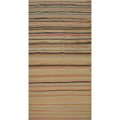 Hand Woven Oriental 100% Wool Carpet Southwestern Geometric Multi-Colored Kilim Area Rug - 10' 2'' X 5' 4''