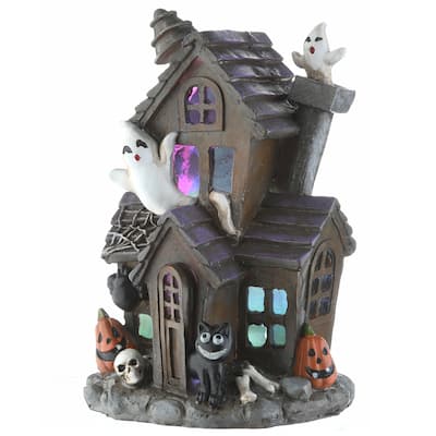 National Tree Company Halloween Pre-Lit Haunted House Decoration, LED Lights, 6 Inches - 6 in