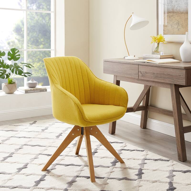 Art Leon Classical Swivel Office Accent Chair with Wood Legs