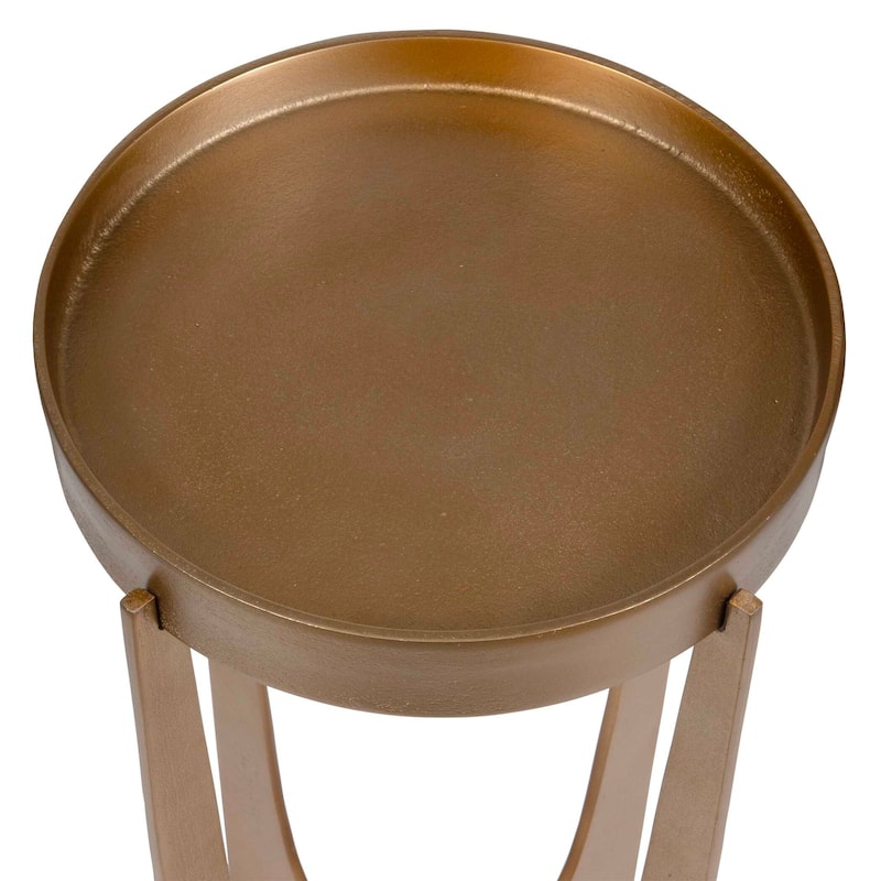 Silver Orchid Brass Round Pedestal Accent Table