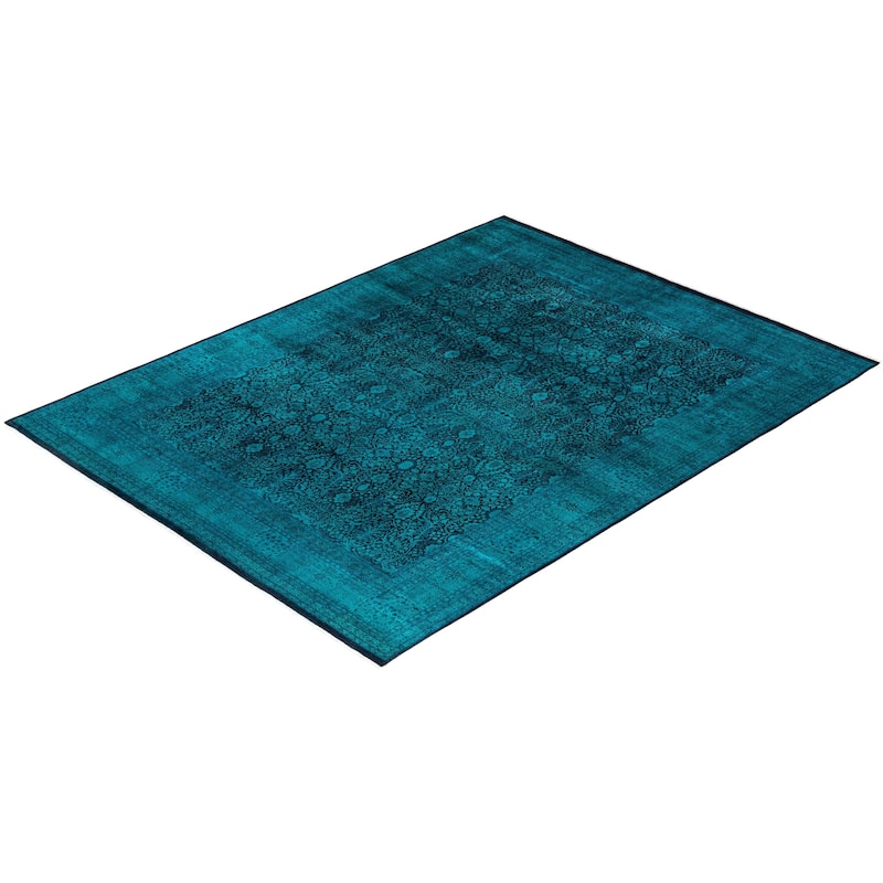 Fine Vibrance, One-of-a-Kind Hand-Knotted Area Rug - Green, 9' 1" x 11' 10" - 9' 1" x 11' 10"