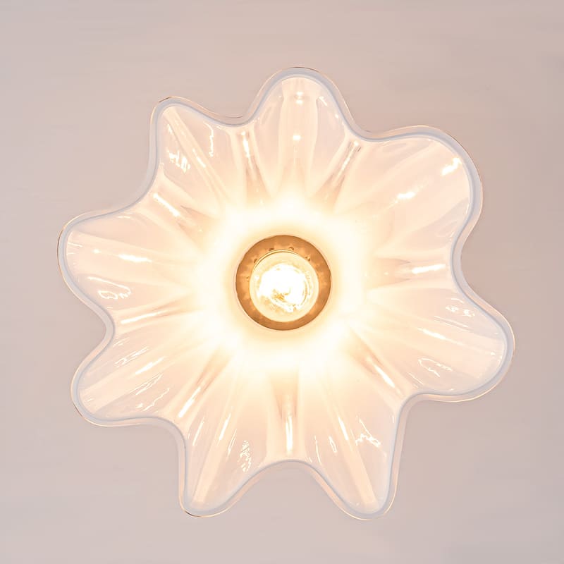 Vintage 1-Light Glass Cone Flush Mount Ceiling Light - Brass