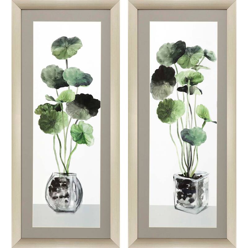 Simple Glass S/2 Framed Art Giclee Under Glass - Green - 43 X 19 X 2
