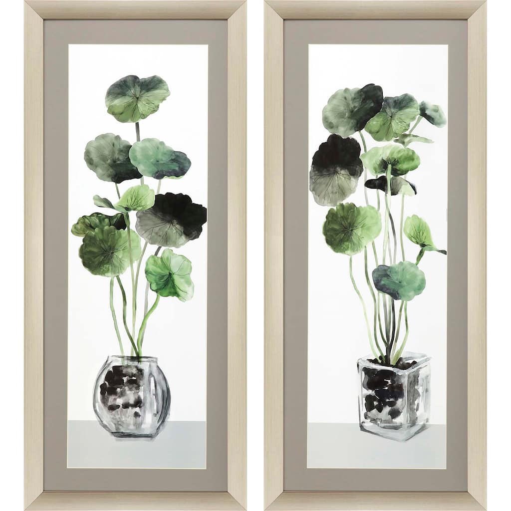 Simple Glass S/2 Framed Art Giclee Under Glass - Green