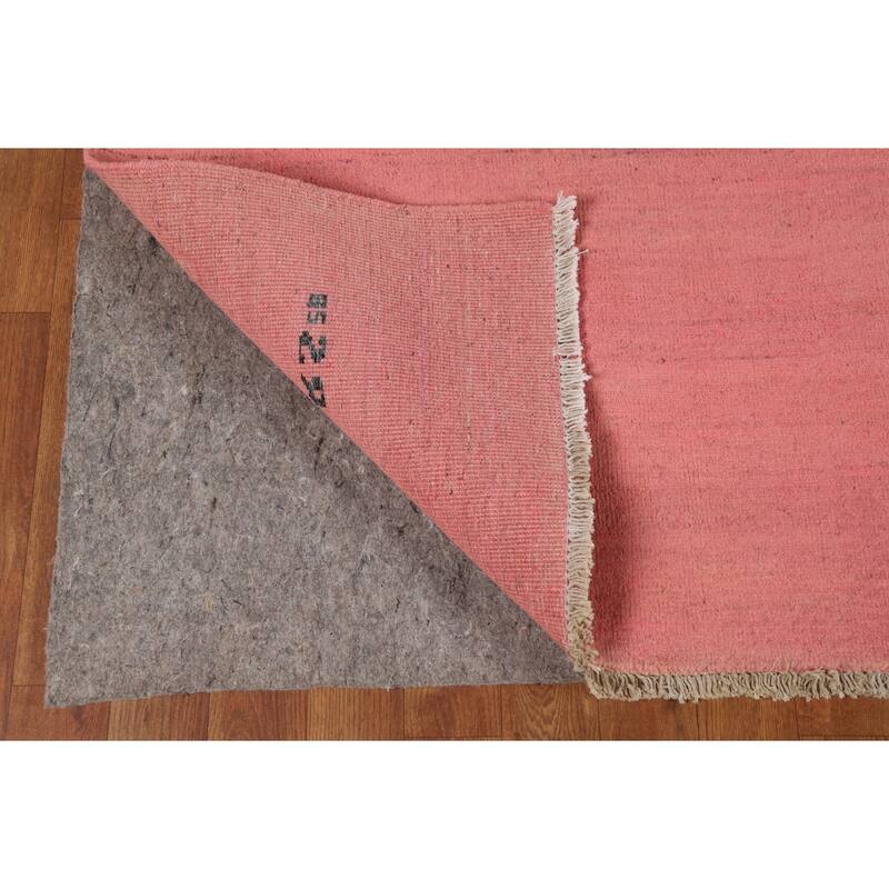 Light Pink Modern Gabbeh Oriental Area Rug Hand-Knotted Wool Carpet - 6'8"x 9'5"