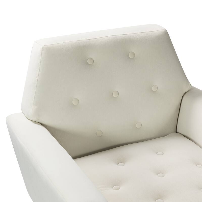 Lilia Contemporary Velvet Upholstered Tufted Back Armchair with Metal Golden legs by HULALA HOME