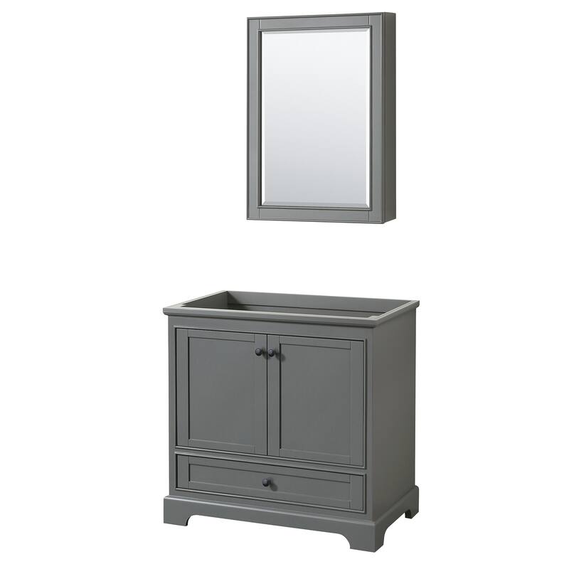 Wyndham Collection Deborah 35-1/4" Free Standing Single Wood Vanity - Dark Gray / Matte Black Hardware