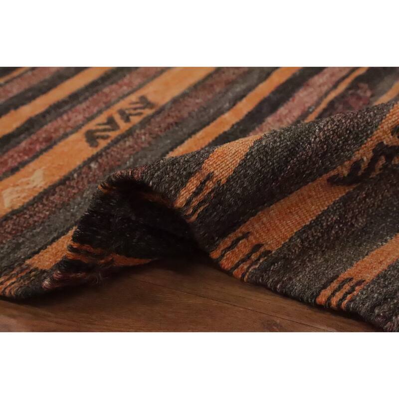 Hand Woven Oriental 100% Wool Carpet Southwestern Tribal Multi-Colored Kilim Area Rug - 8' 9'' X 6' 4''