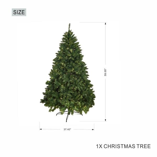 dimension image slide 2 of 3, 5/ 6/ 7-foot PVC Artificial Holiday Christmas Tree with LED Lights for Home, Office,Party Decoration