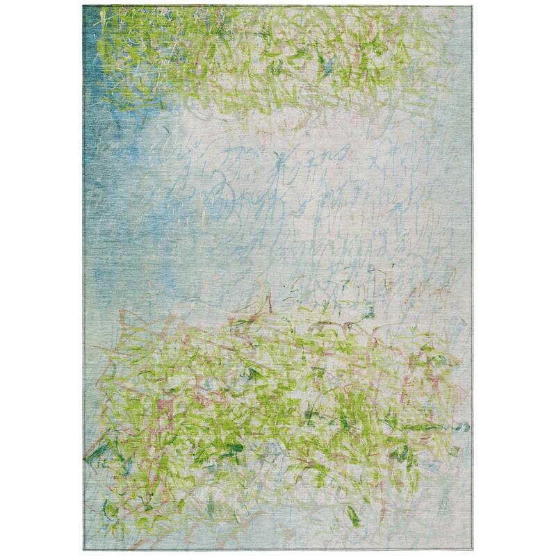 Machine Washable Indoor/ Outdoor Abstract Scribble Chantille Rug