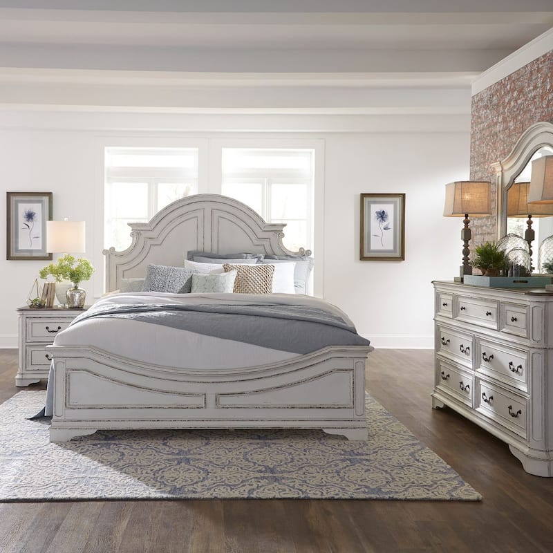 Liberty Furniture Magnolia Manor California King Panel Bed, Dresser & Mirror, Night Stand
