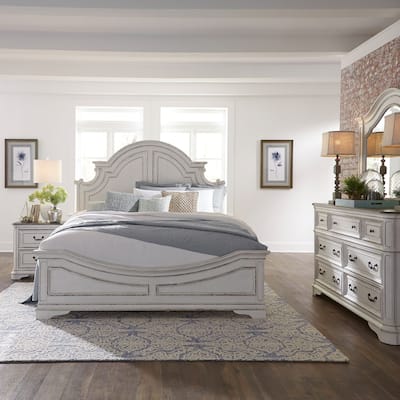 Liberty Furniture Magnolia Manor California King Panel Bed, Dresser & Mirror, Night Stand