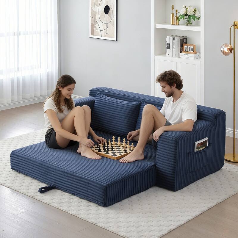 Memory Foam Cloud Loveseat Sofa Bed - 2-in-1 Compressed Foldable Sleeper with Storage, No Assembly Needed