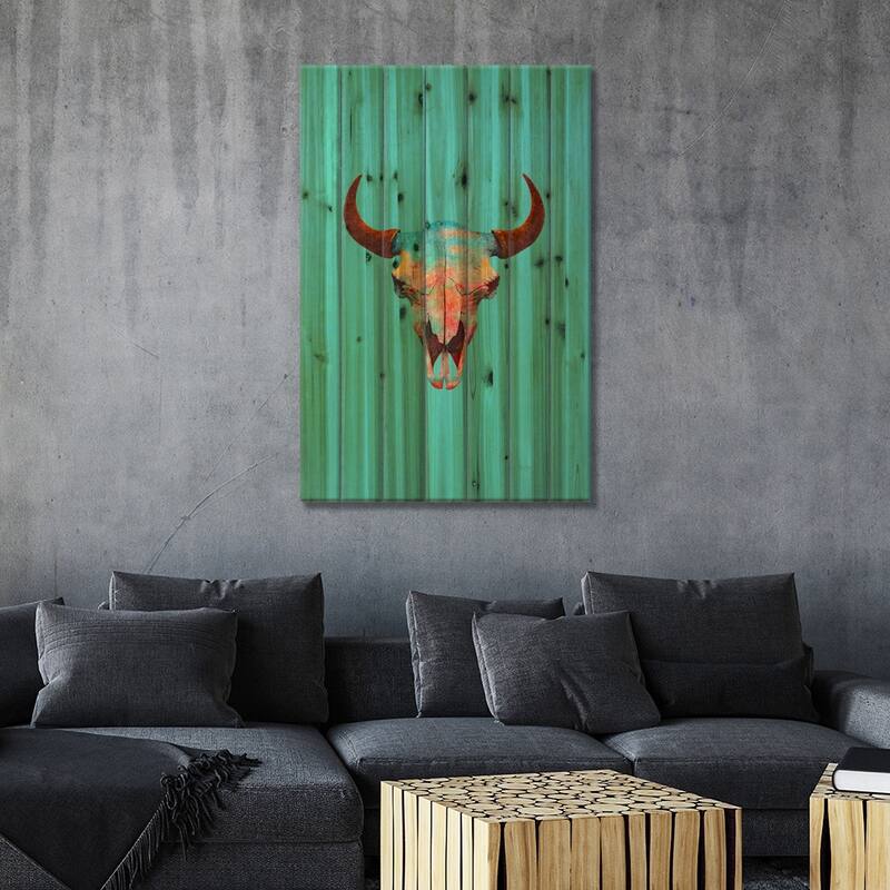 Turquoise Sky Portrait Print On Wood by Terry Fan - Multi-Color