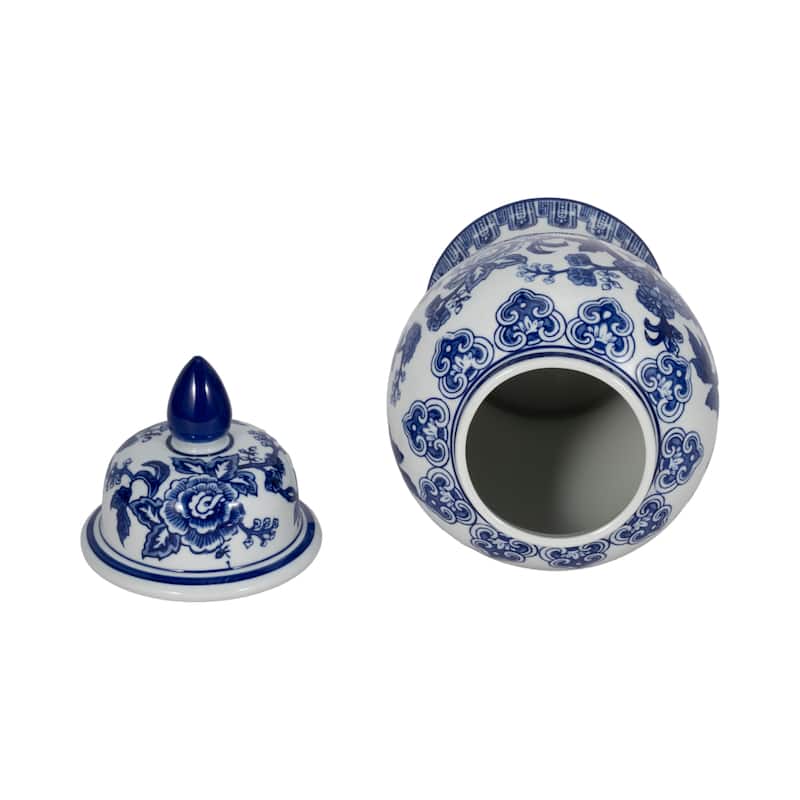Sagebrook Home Ceramic Chinoiserie Ginger Jar with Lid