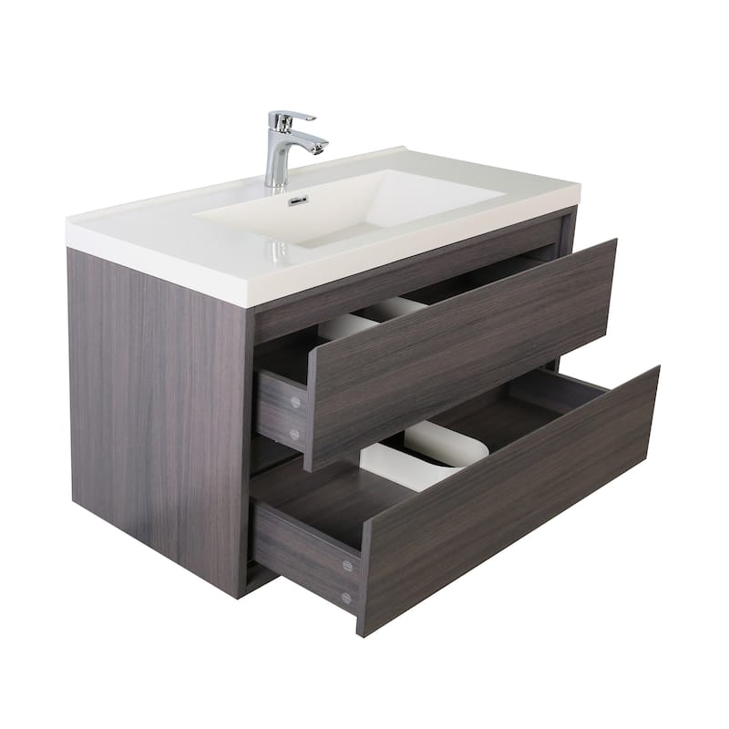 Sage 42" wall mounted bathroom vanity with single basin acrylic top