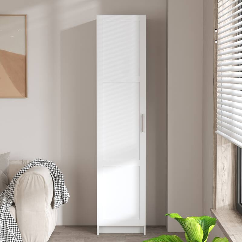 70.87" Tall Narrow Storage Bathroom Cabinet with 3 Adjustable Shelves - White